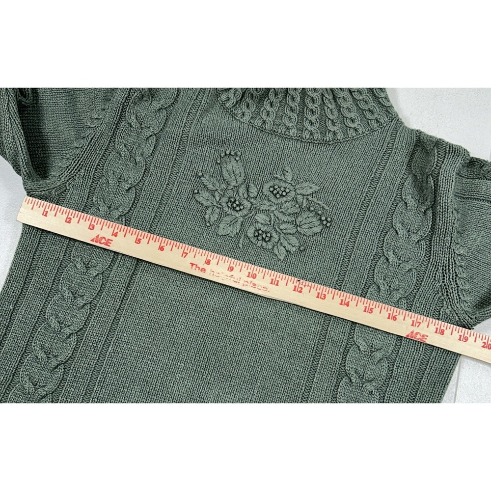 Vintage Orvis Sweater Womens S Sage Green Cable Knit Silk Blend Mock Neck 90s - Picture 6 of 7